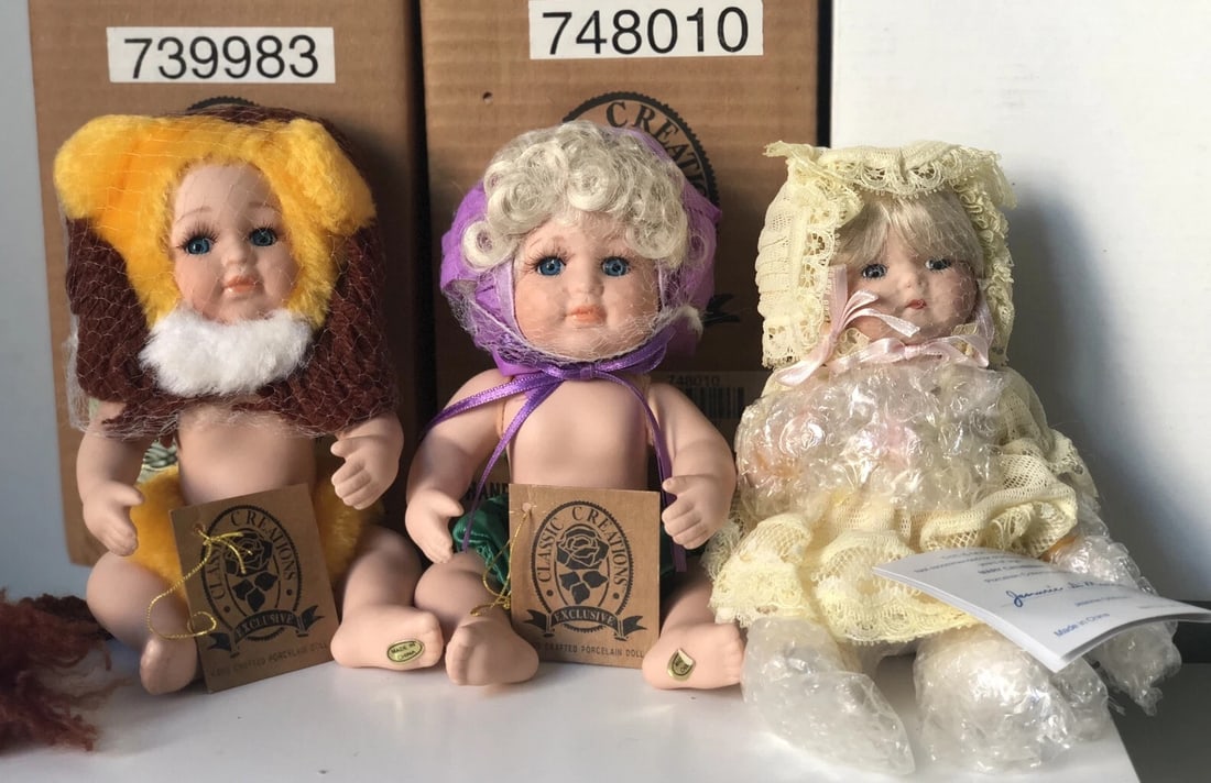 NIB Lot Of 3 Tiny 7" Baby Dolls by Classic Creations & Jeannie DiMauro (1 of 12)