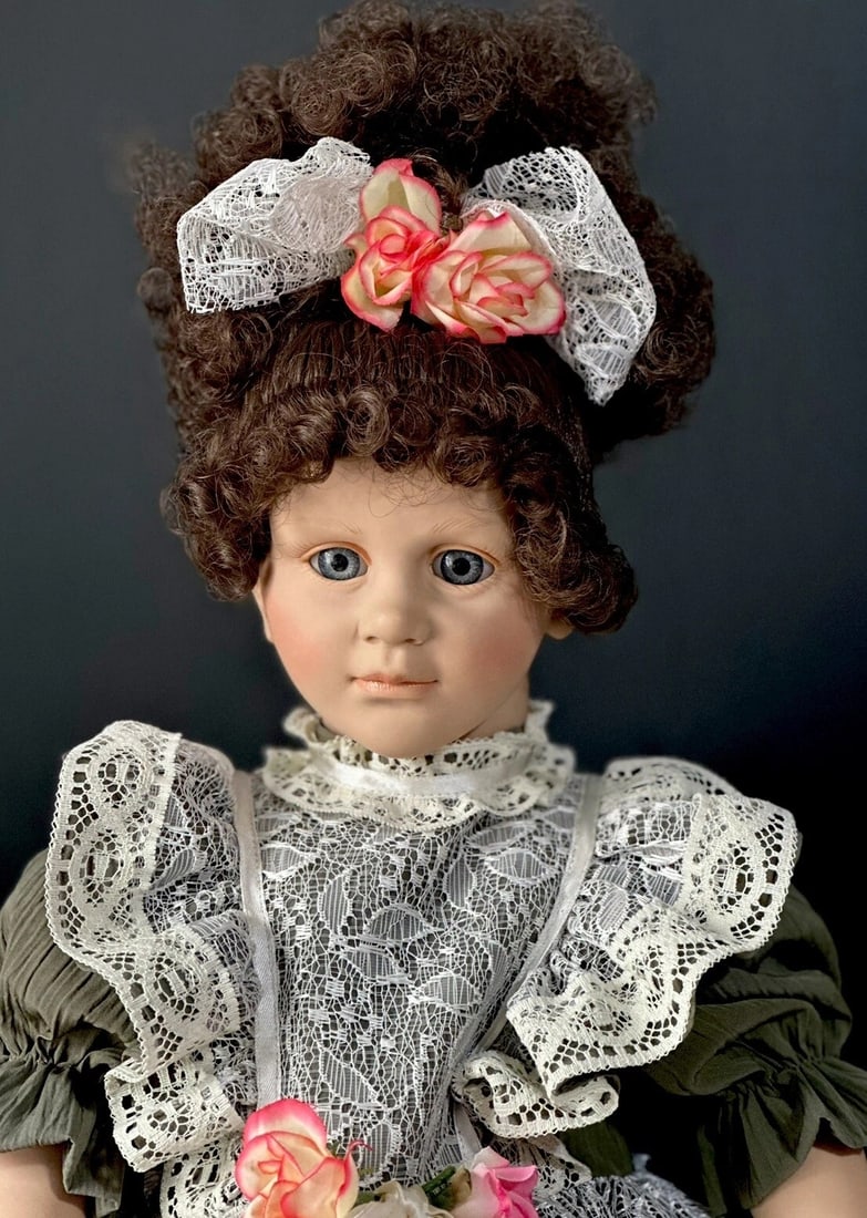 Collectible Fiba Italy 25" Vinyl and Cloth Doll "Agatha": Cute doll designed by Fiba company from Italy.She is about 25" tall. We think her name is "Agatha" but not sure about that. Vinyl head and torso and extremities. The rest of her body is stuffed cloth.