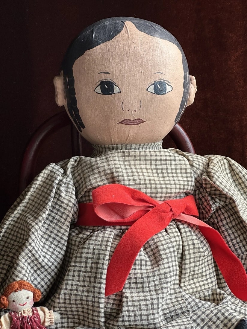 Vintage 18" Cloth Artist Reproduction of Antique Izannah Walker Victoria Doll: Beautifully made doll! She is signed, numbered and dated. The doll is in a good condition despite the age. There is some paint to some of the parts, including a small paint chip to the left hand. The
