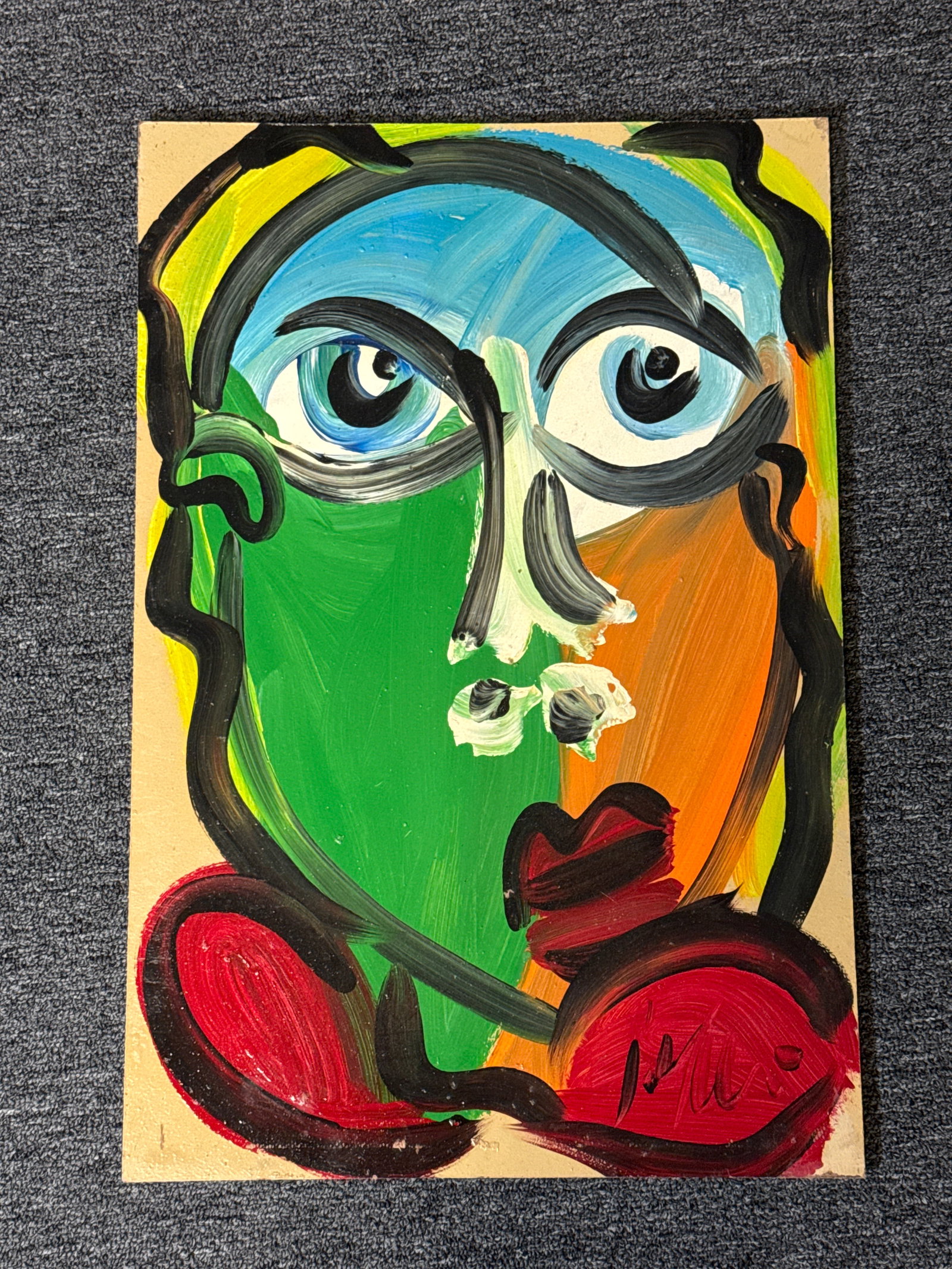 Peter Robert Keil “Large Scale Abstract Portrait 4” – Vibrant Cubist-Style Original (1 of 4)