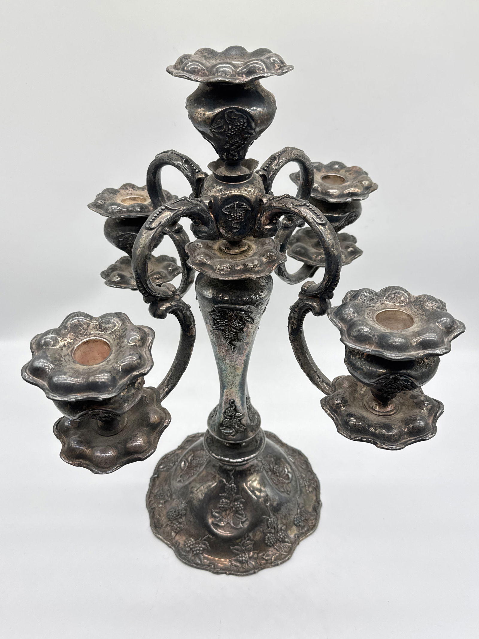 Vintage Silverplate Five Floral Candelabra (050 white) (1 of 5)