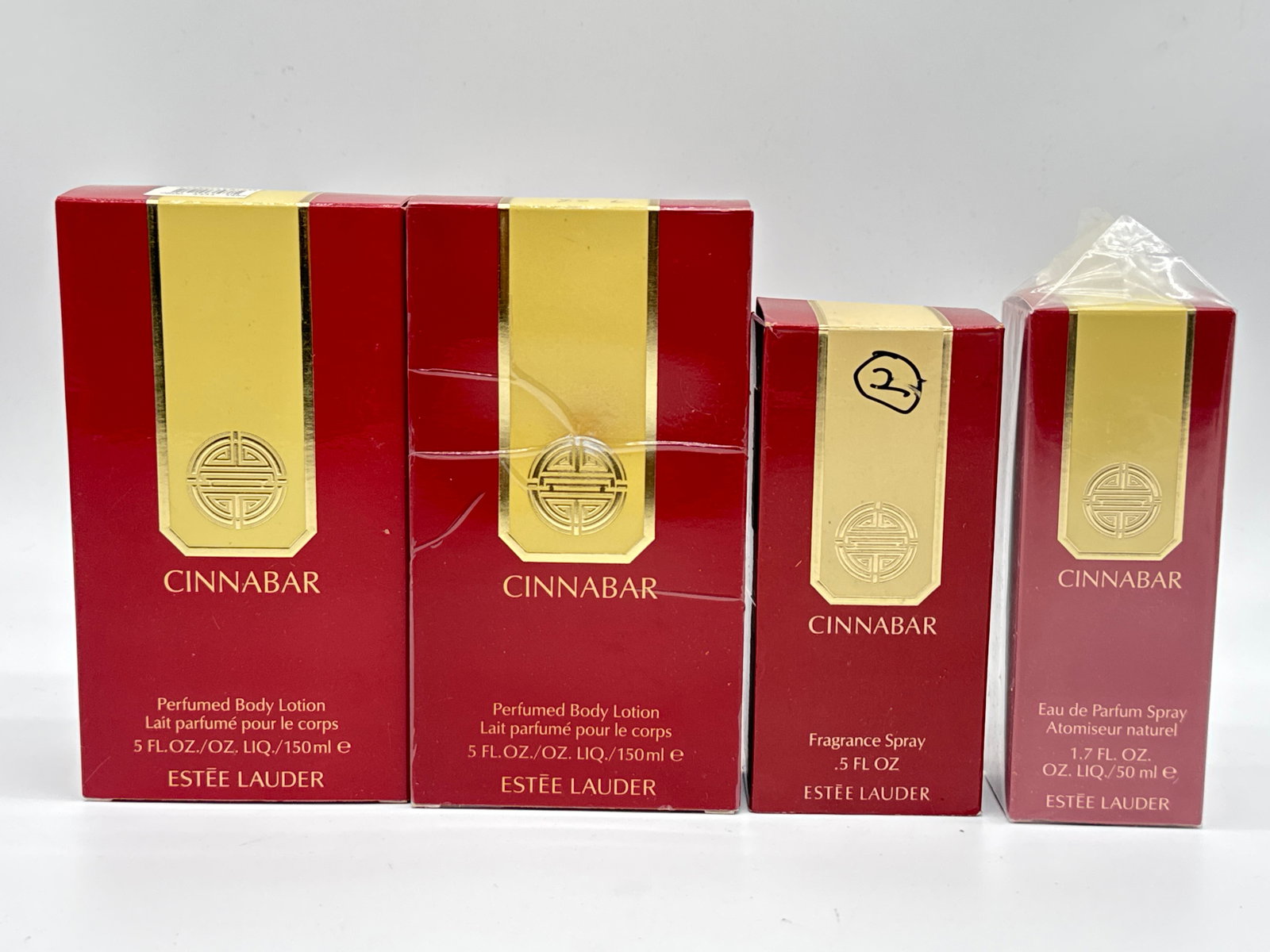 Vintage Estée Lauder Cinnabar Fragrance & Lotion Set – 4 Piece Lot with Original Boxes (080 white (1 of 5)