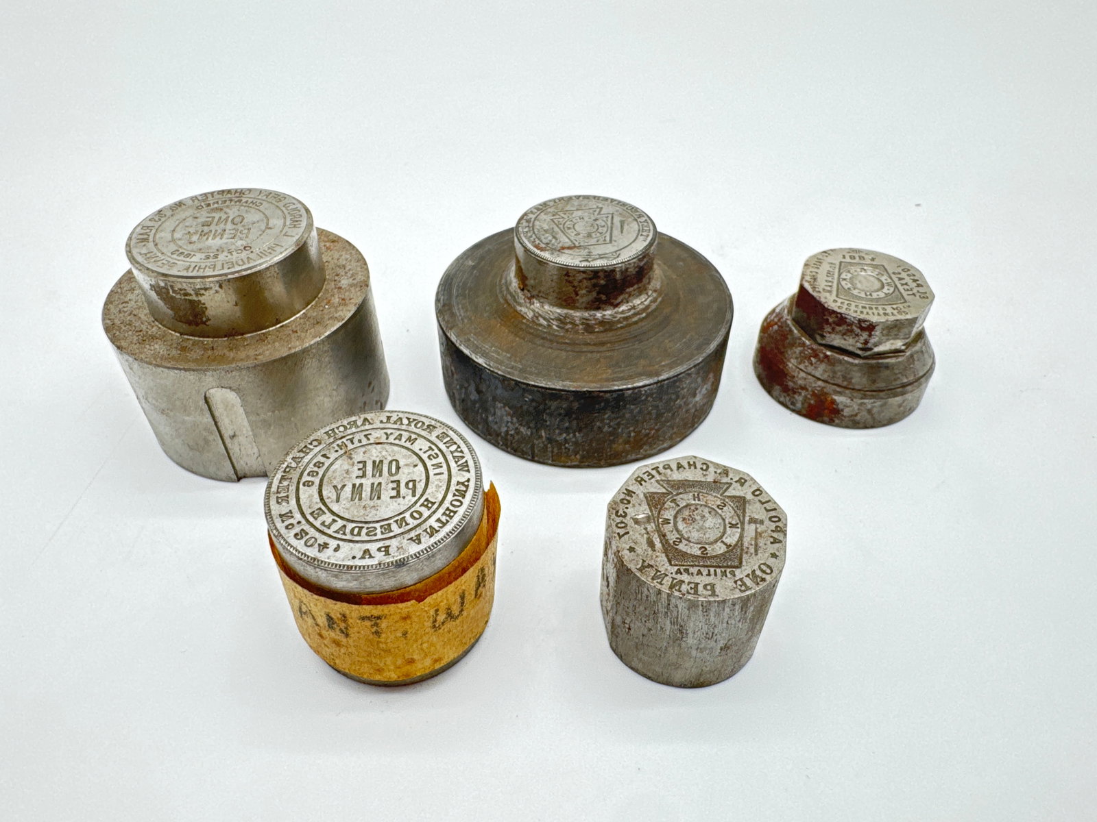 Vintage Masonic & Royal Arch Chapter Coin Dies – El Paso TX, Philadelphia PA & More (122 white) (1 of 9)