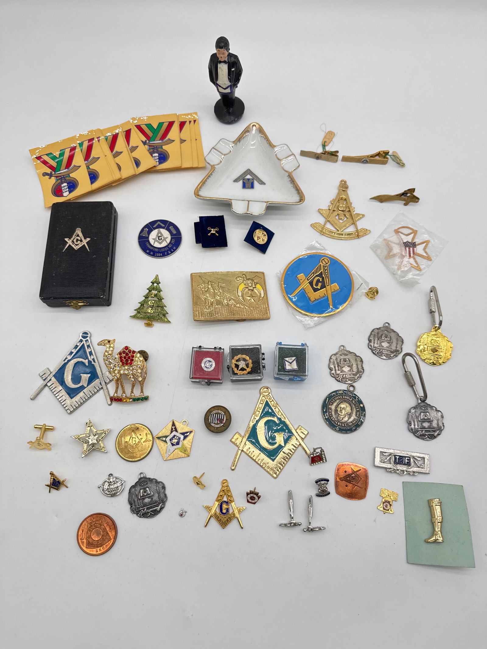 Massive Assortment of Vintage Masonic Pins, Medals, Badges & Lodge Accessories (128 white) (1 of 19)