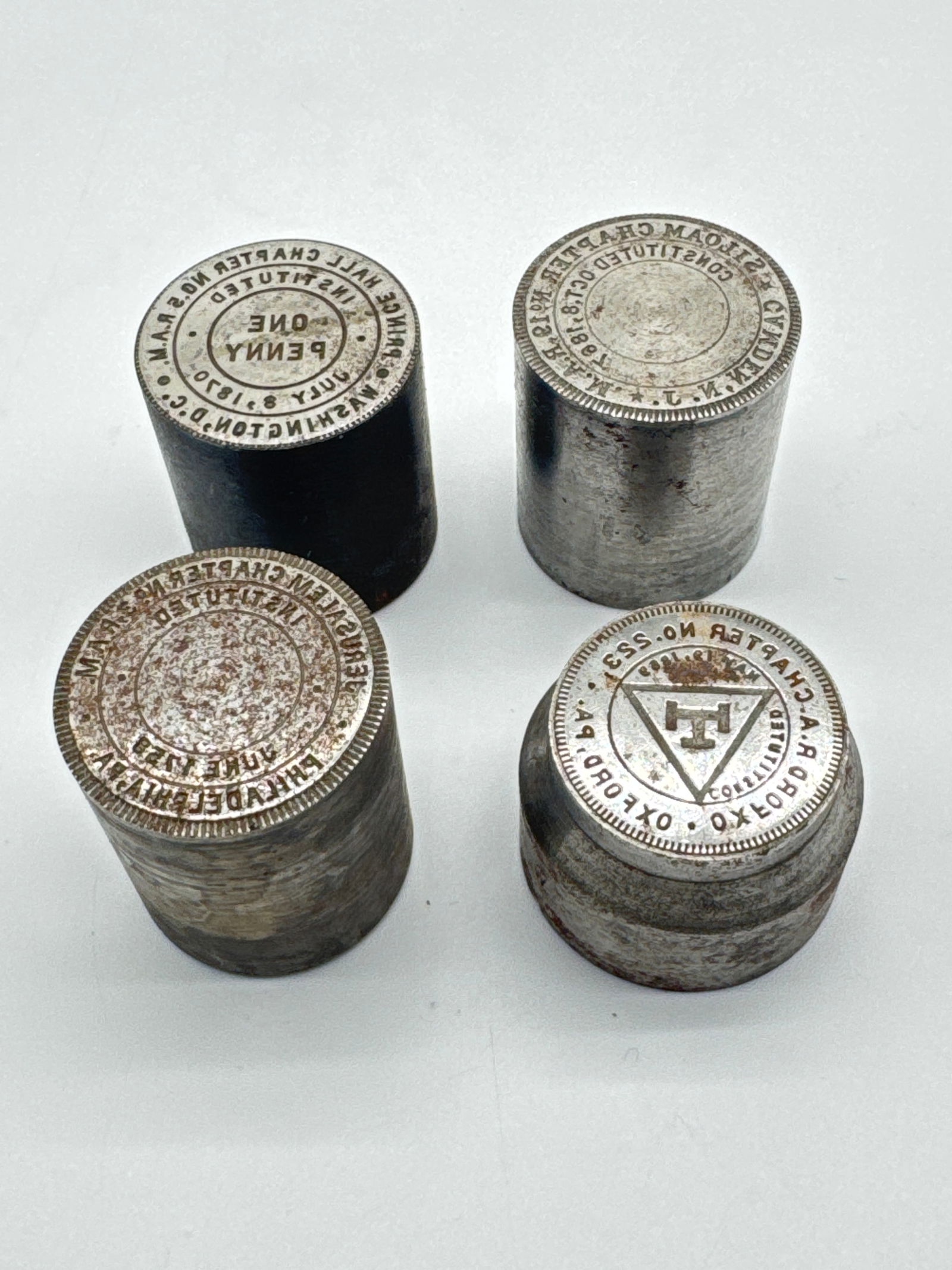 Antique Masonic Penny Token Dies – Washington DC, Camden NJ, Oxford PA, and Philadelphia (132 (1 of 6)