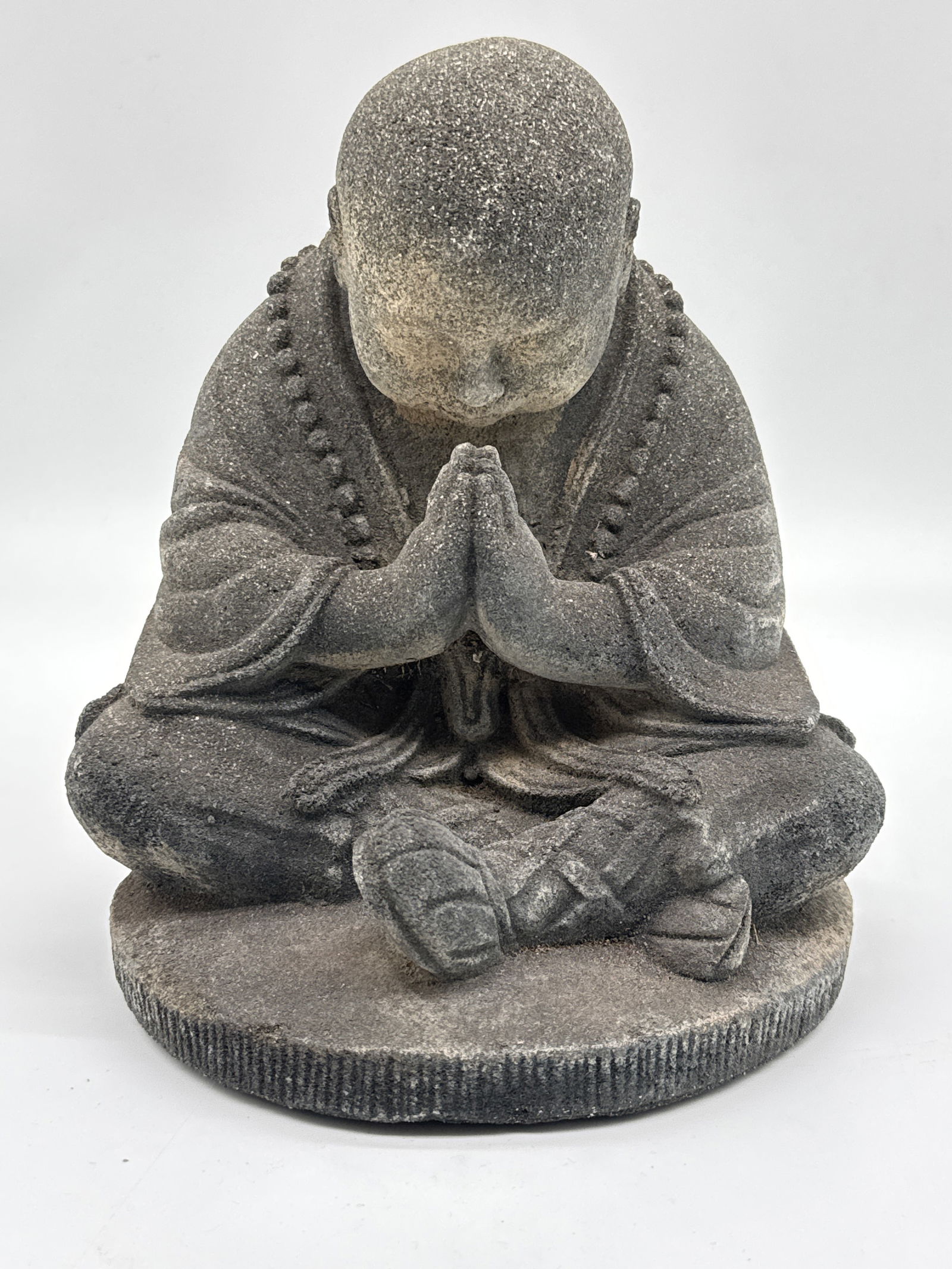 Zen Praying Monk Garden Statue – Weathered Concrete Finish(162 white) (1 of 7)