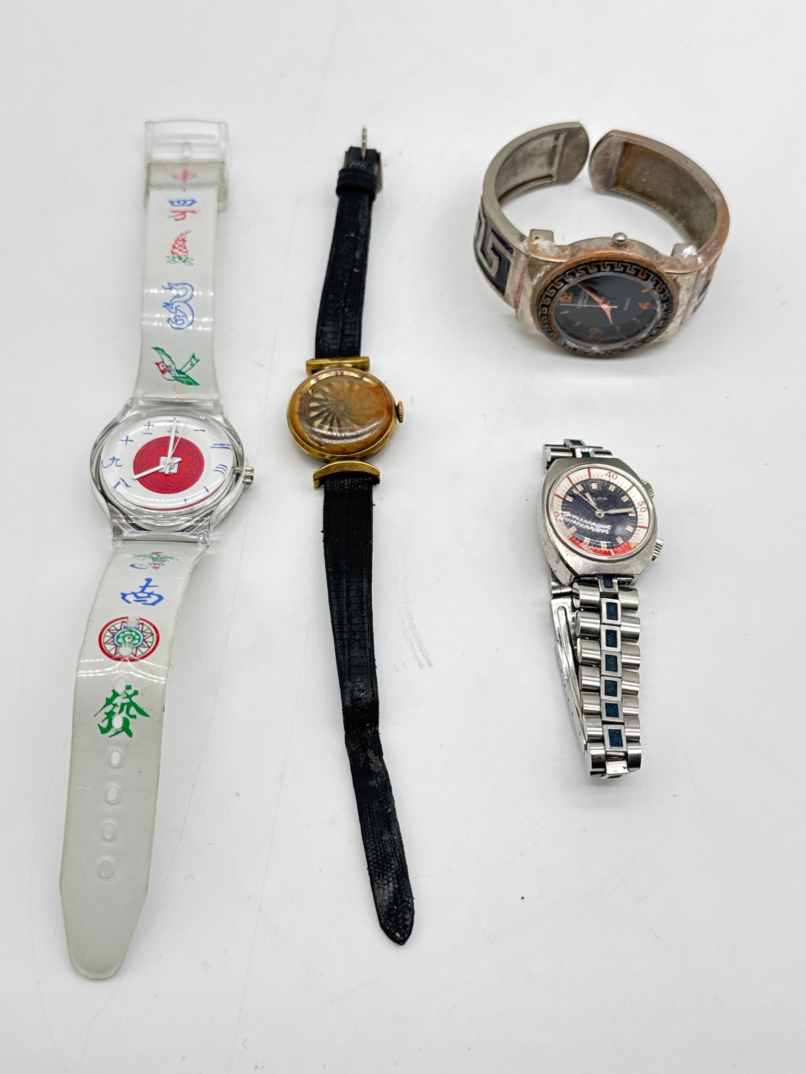 4 Vintage Wristwatches incl. Bulova Snorkel 666 Feet Diver - 189W adam (1 of 6)