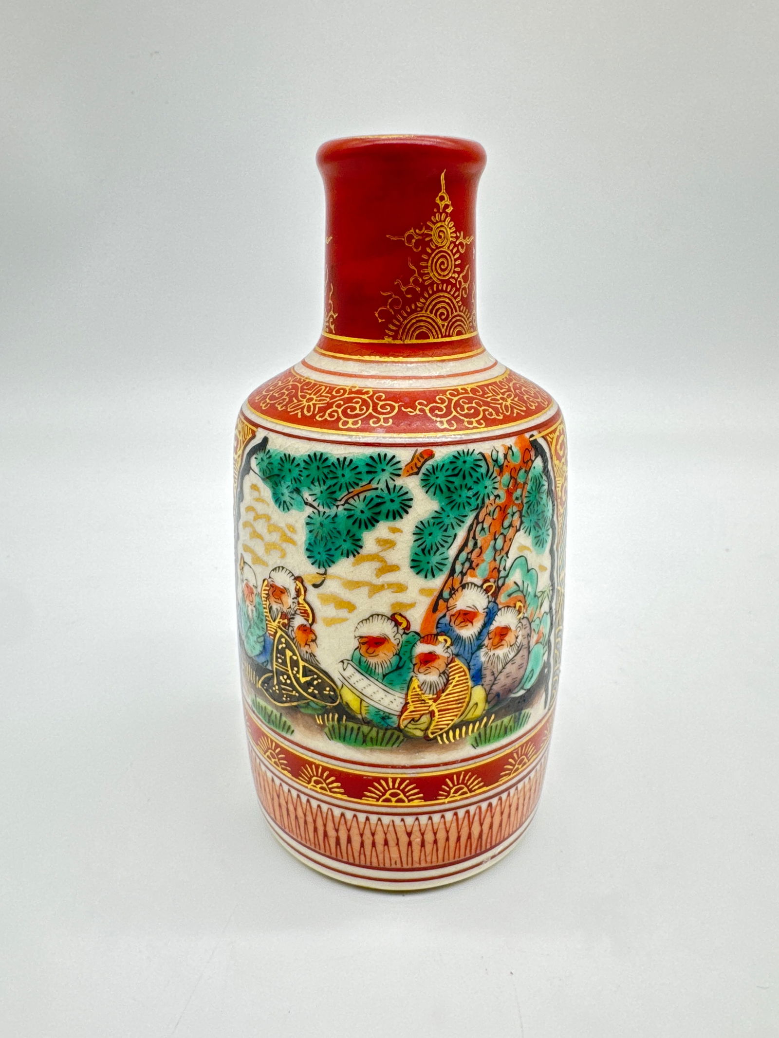 Kutani Ceramic ware Vintage Sake bottle Tokkuri -(007 orange) (1 of 6)