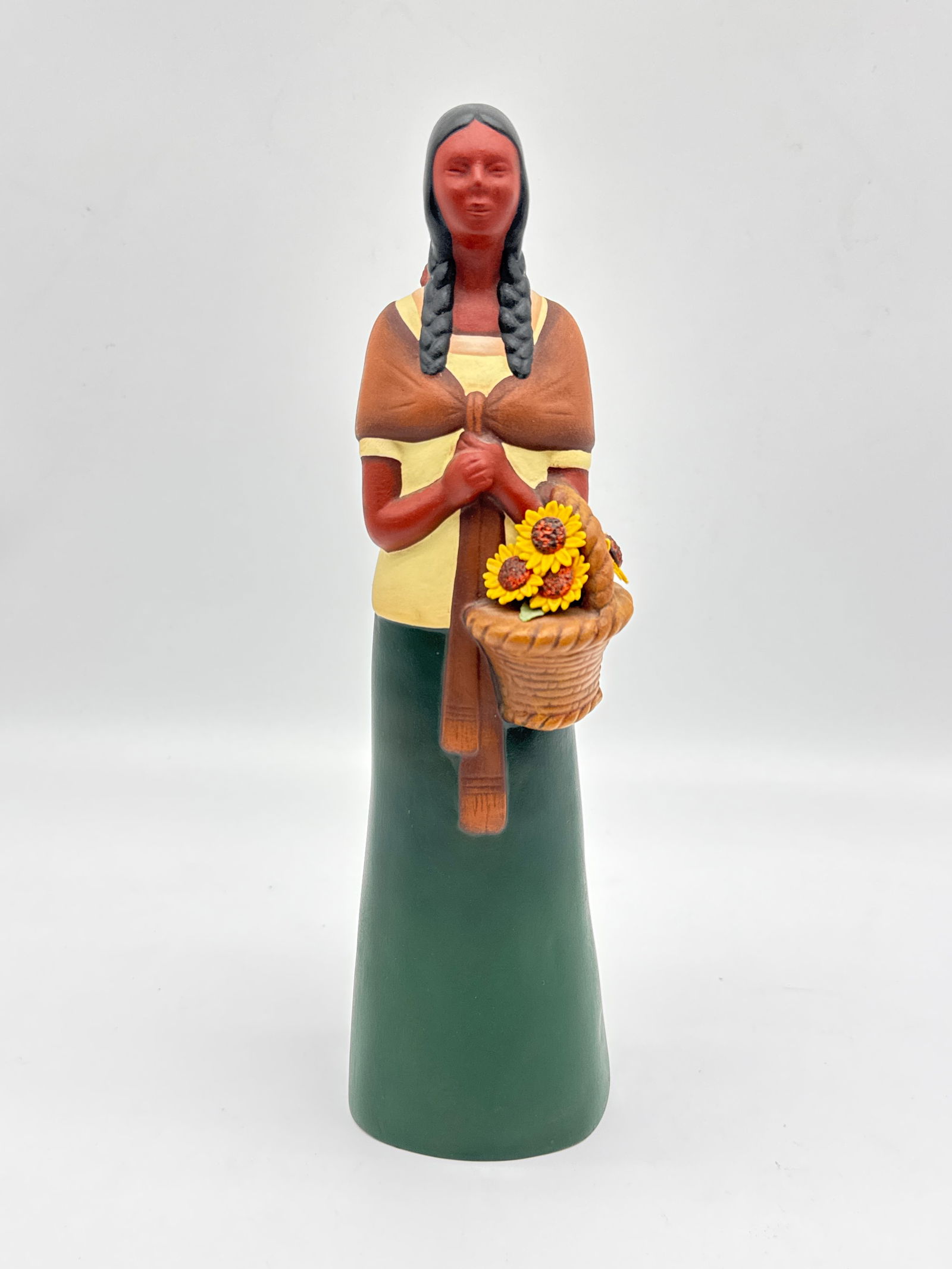 Native American Women Pottery Statue Aztec Indigenous Folk Art VTG Tlalli 009 Orange (1 of 7)