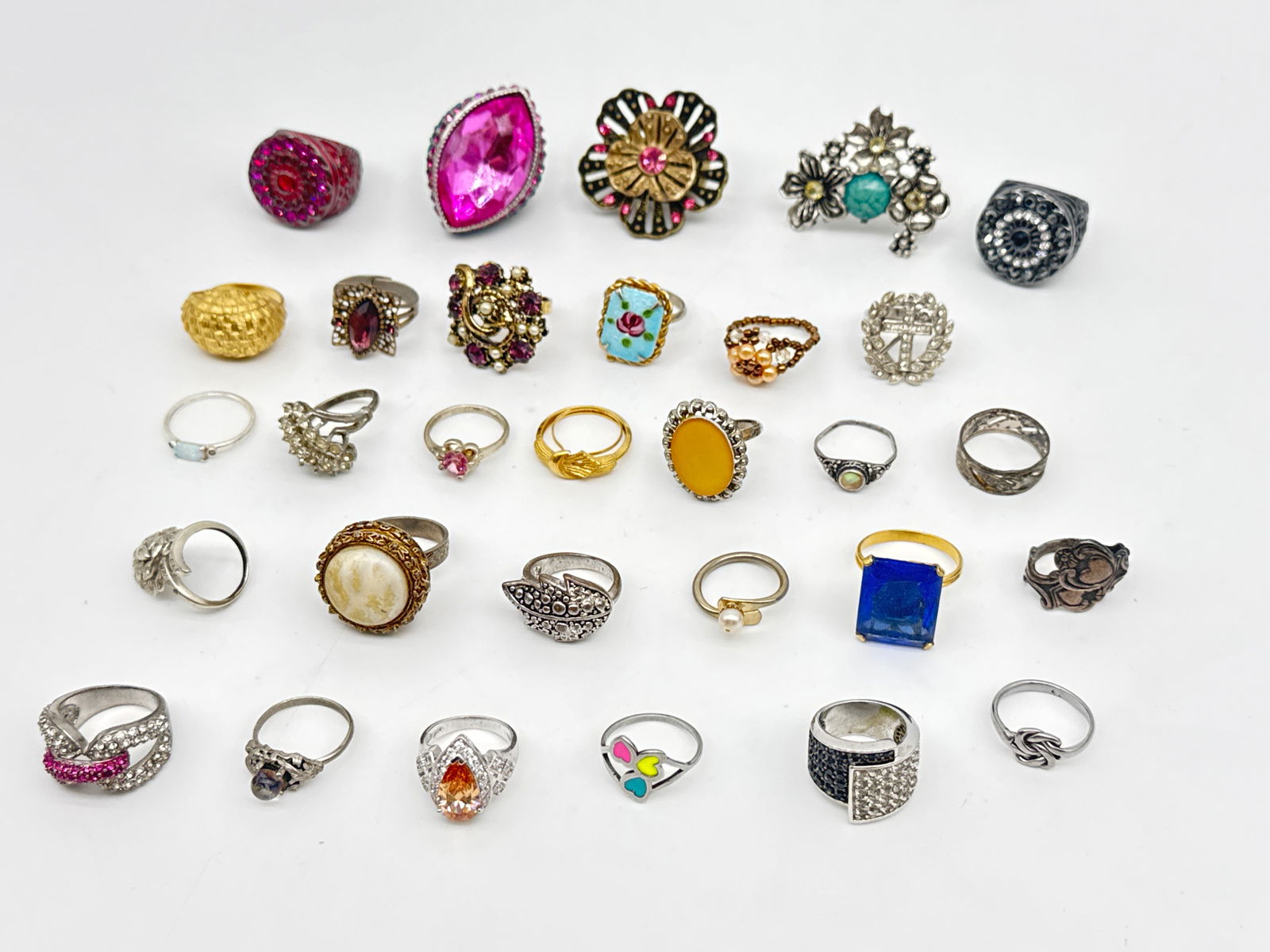 4 sterling rings - Vintage & Modern Costume Ring Collection – Mixed Styles & Eras –  049 orange (1 of 9)