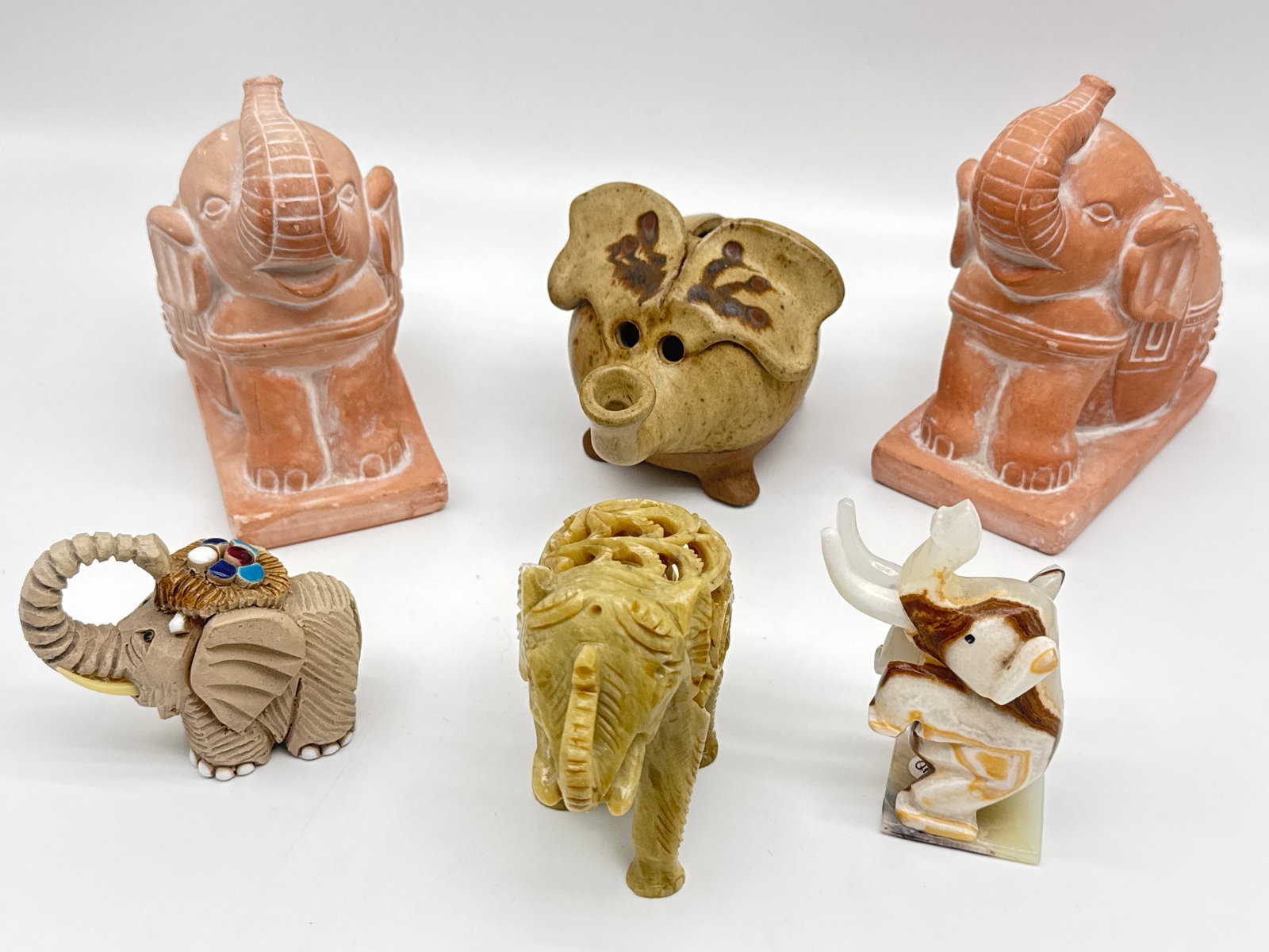 Elephant Figurines – Carved, Terracotta, Inlaid, and Decorative–Varied Materials & Eras(050 (1 of 9)