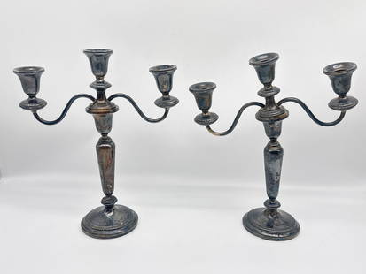 Pair of Sterling Candelabras -   051 orange: Pair of Sterling Candelabras