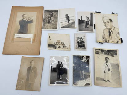 Antique & Vintage Family Photo Archive with Military & Wedding Themes, incl. Robert 063 orange: A compelling and heartfelt collection of 30+ antique and vintage family photographs and handwritten notes, chronicling multiple generations from the early 20th century through WWII. Highlights include