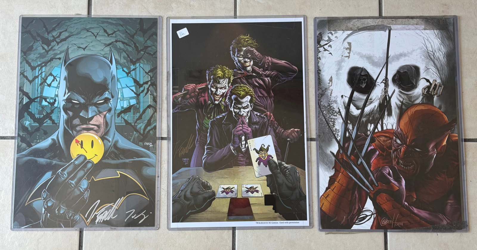 3 Modern Comic Art Prints – Batman, Joker, Wolverine & Green Goblin – Signed & Bagged - 074 (1 of 8)