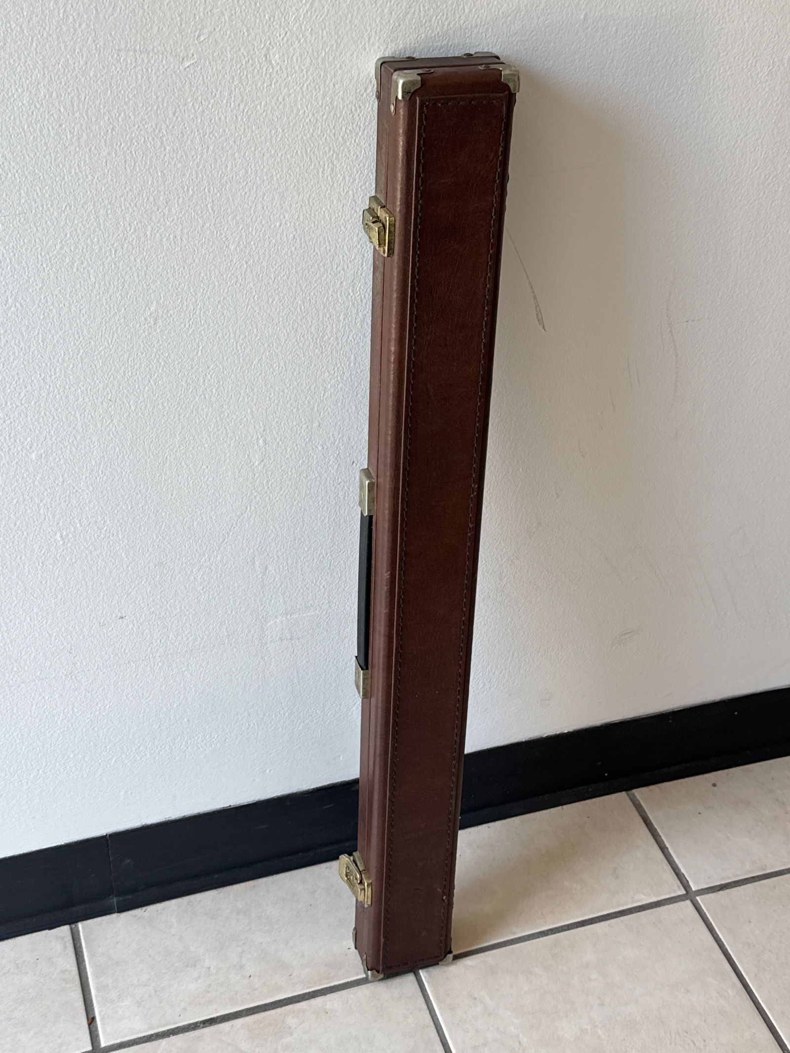 Vintage Hand-Carved Pool Cue with Floral Inlay & Original Hard Case - 075 orange (1 of 5)