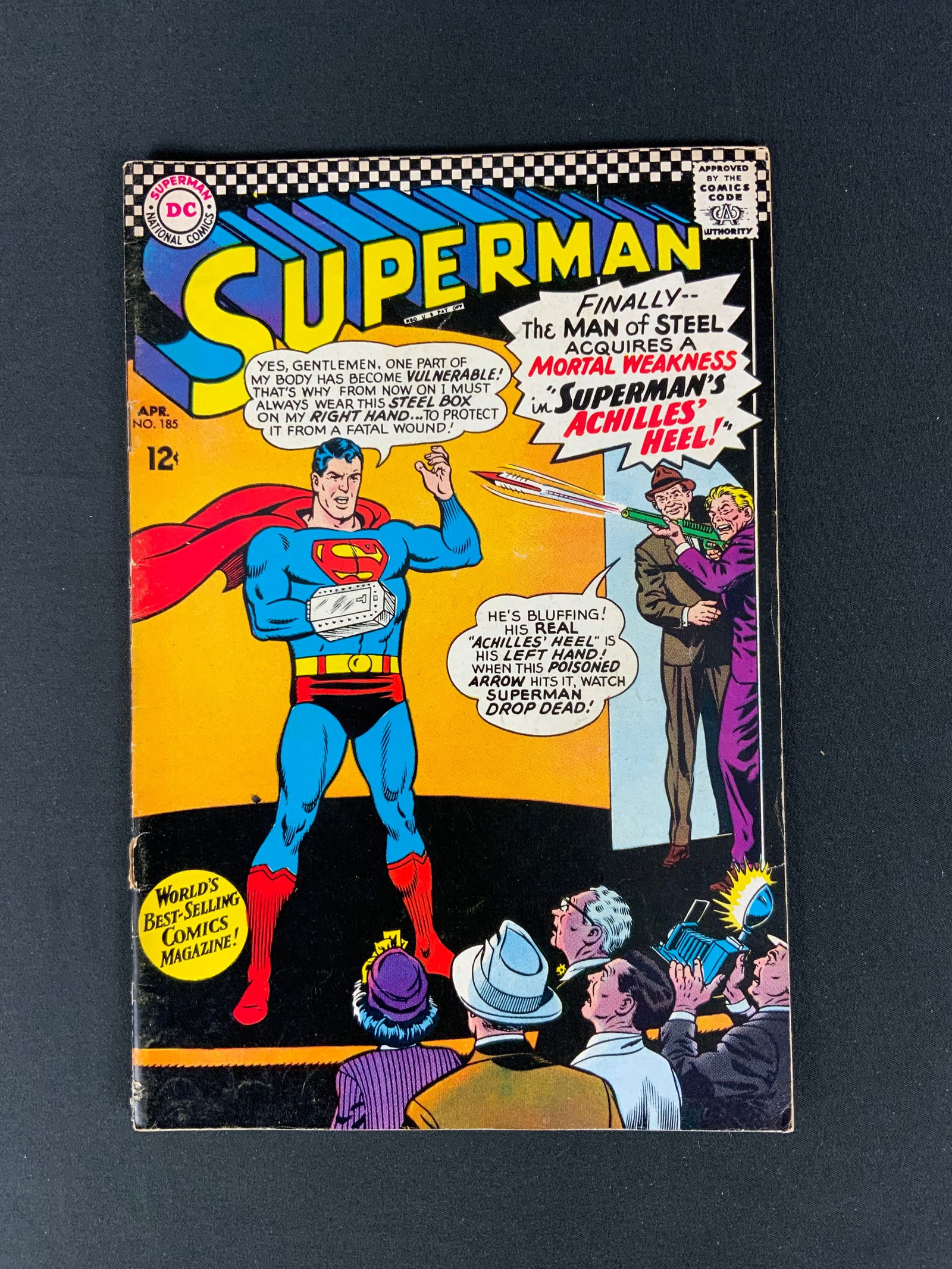 Superman #185 1966: DC comics : Superman / N°185 VO / Storyline: Superman’s Achilles’ Heel!/ Target Superman!/ The Irresistible Clark Kent!
