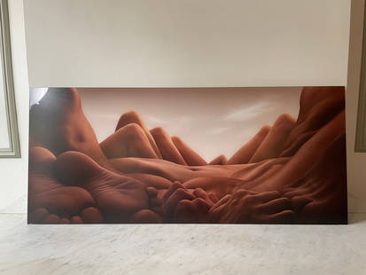 Carl Warner - Photograph titled Shin Knee Valley Contemporary photographic composition from the: Carl Warner - Photograph titled Shin Knee Valley Contemporary photographic composition from the Bodyscapes series, depicting a dreamlike landscape formed by fragments of human bodies (feet, knees, leg