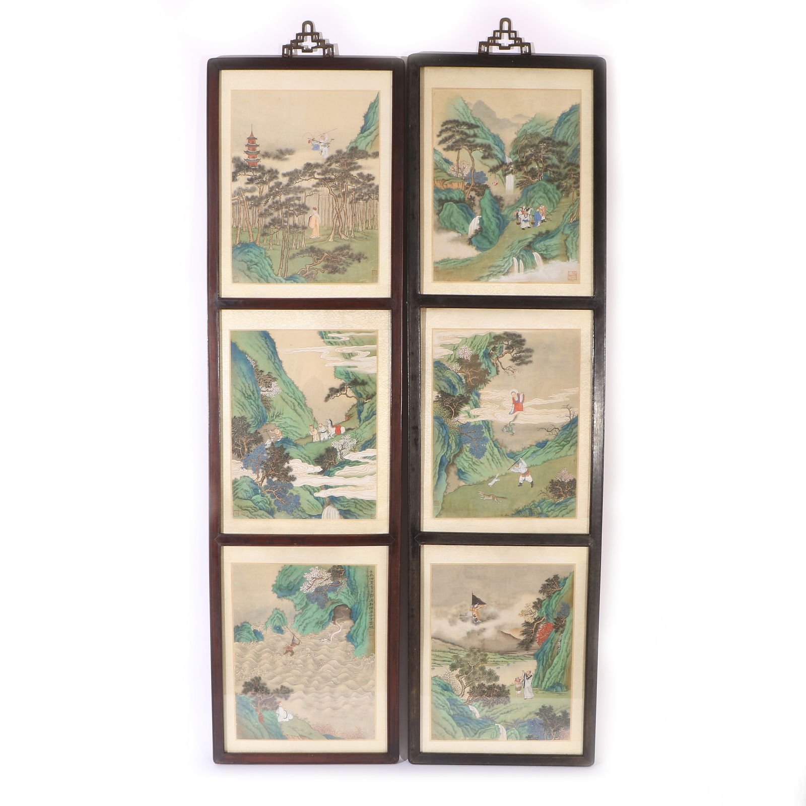 A Pair of Chinese Paintings Hanging on a Screen (1 of 19)