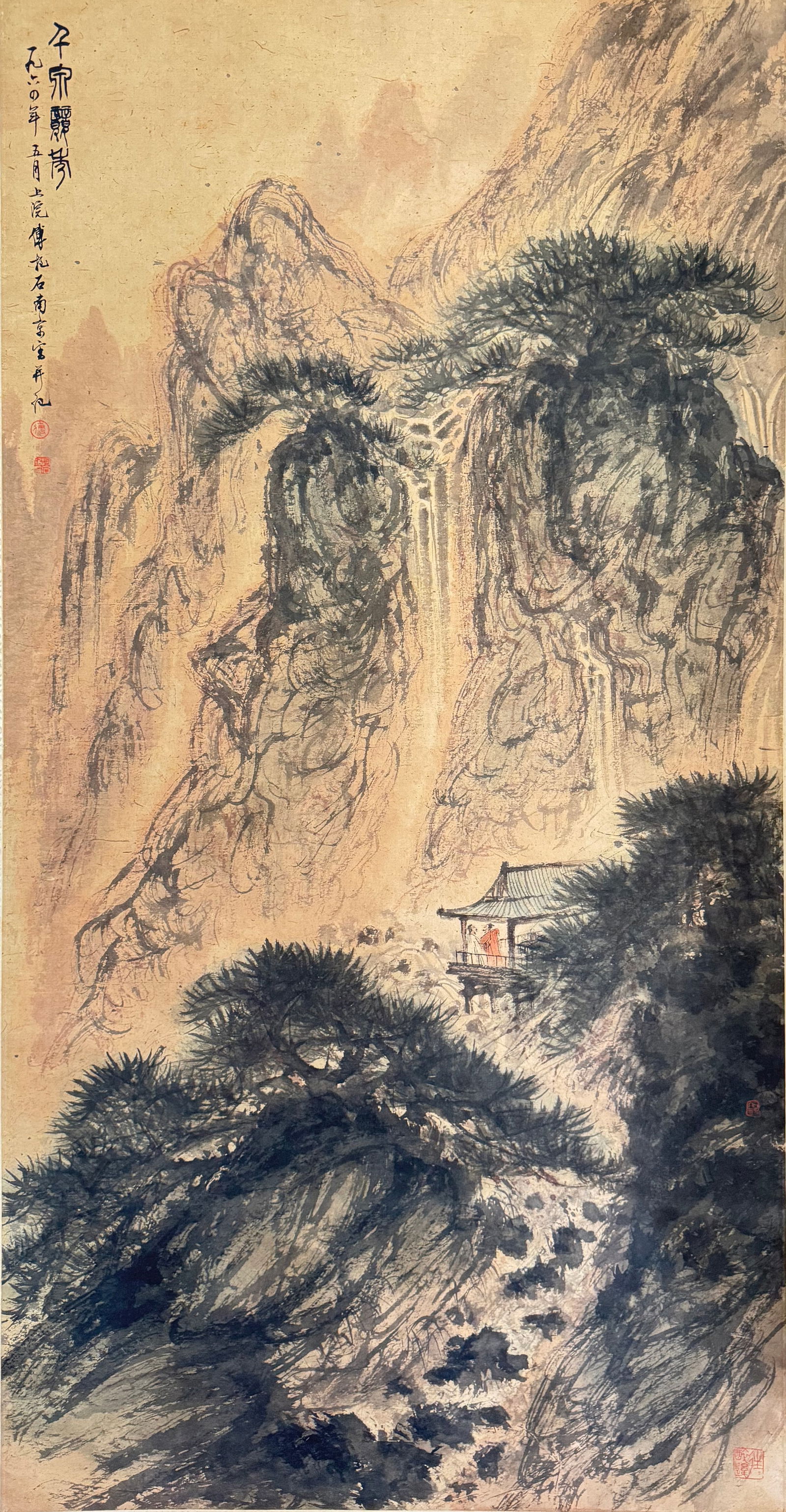 Fu Baoshi, "Landscape Painting": Fu Baoshi (1904-1965), "Landscape Painting"; ink and colour on paper, hanging scroll. Signed by the artist, with two of the artist's seals and an additional two collection seals. 137cm ?? 68cm