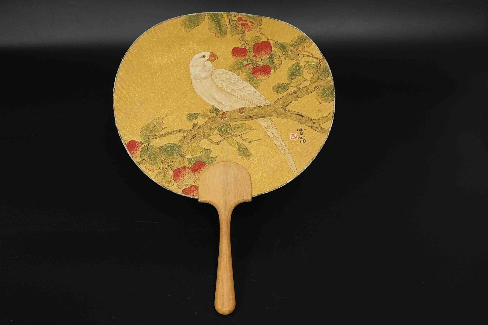 Chen Zhifo - Flowers and Birds on Gold Ground: 34cm x 35cm. Chen Zhifo (1896–1962) was a Chinese painter, designer, and educator associated with twentieth-century decorative and bird-and-flower painting traditions. His practice combined