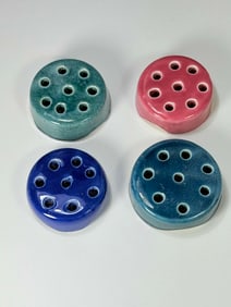 Lot of 4 Weller Pottery Flower Frogs