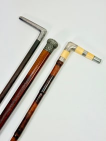 3 Men’s Walking Sticks with Silver Handles