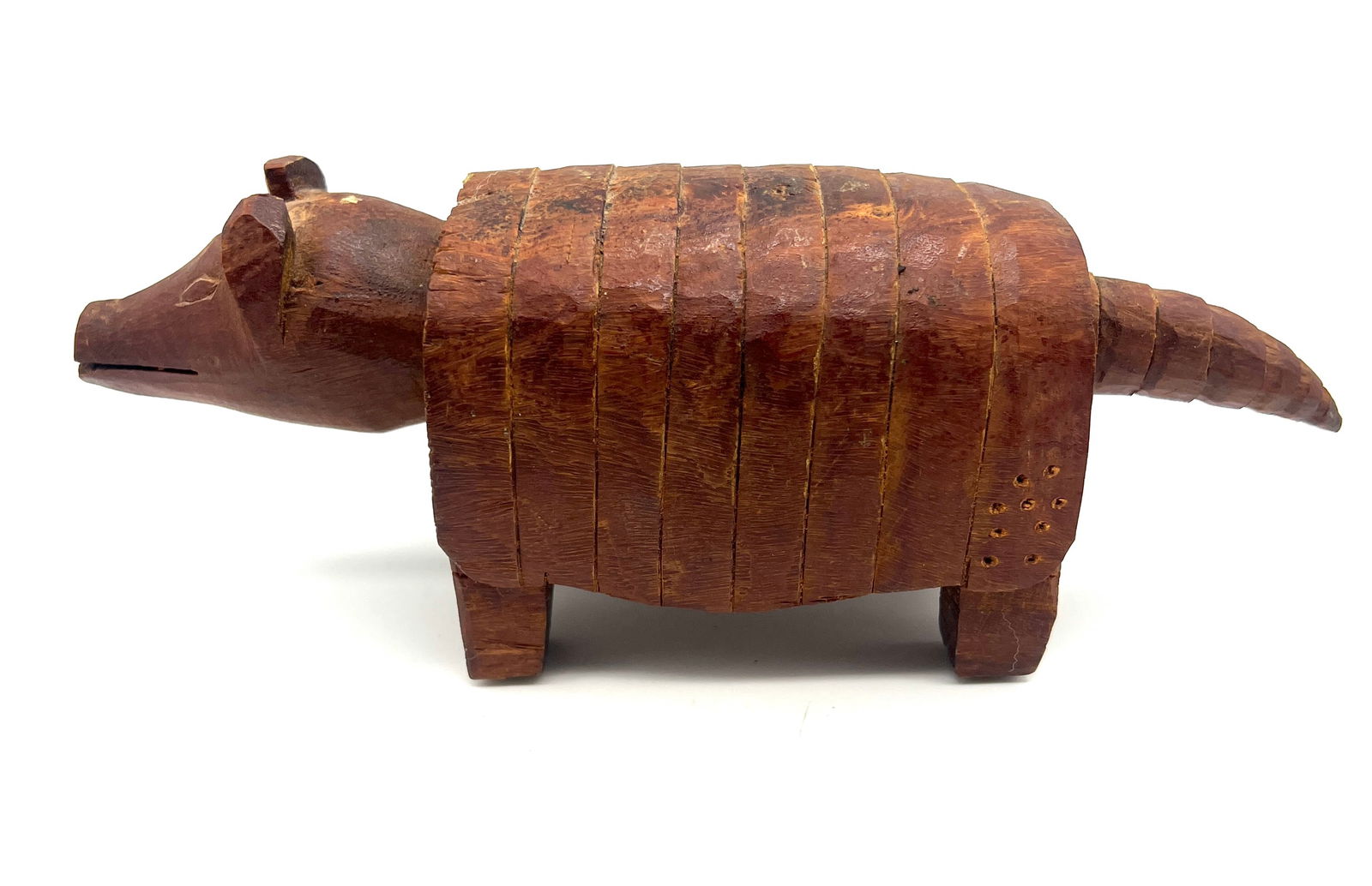Hand-Carved Wooden Armadillo Sculpture â€“ Rustic Folk Art Collectible (1 of 5)