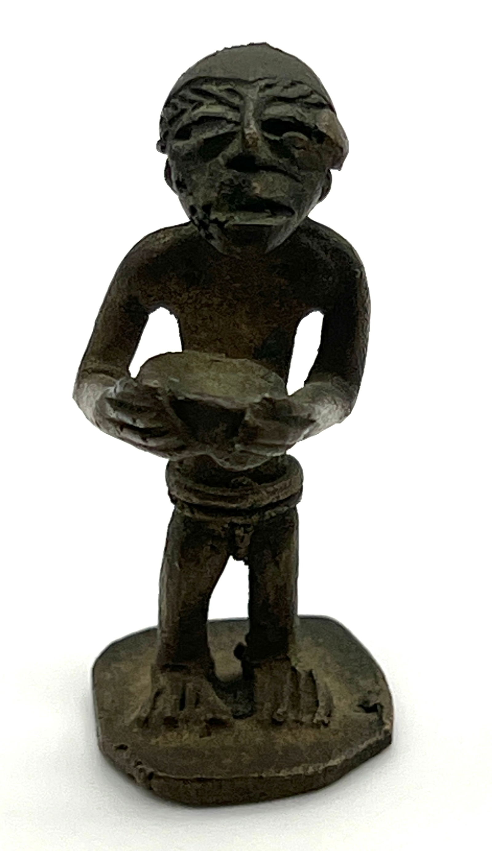 African Antique Bronze Figure Ghana: Brass African Ashanti Akan, It depicts a tribal man figure and was used for measuring gold dust in trade