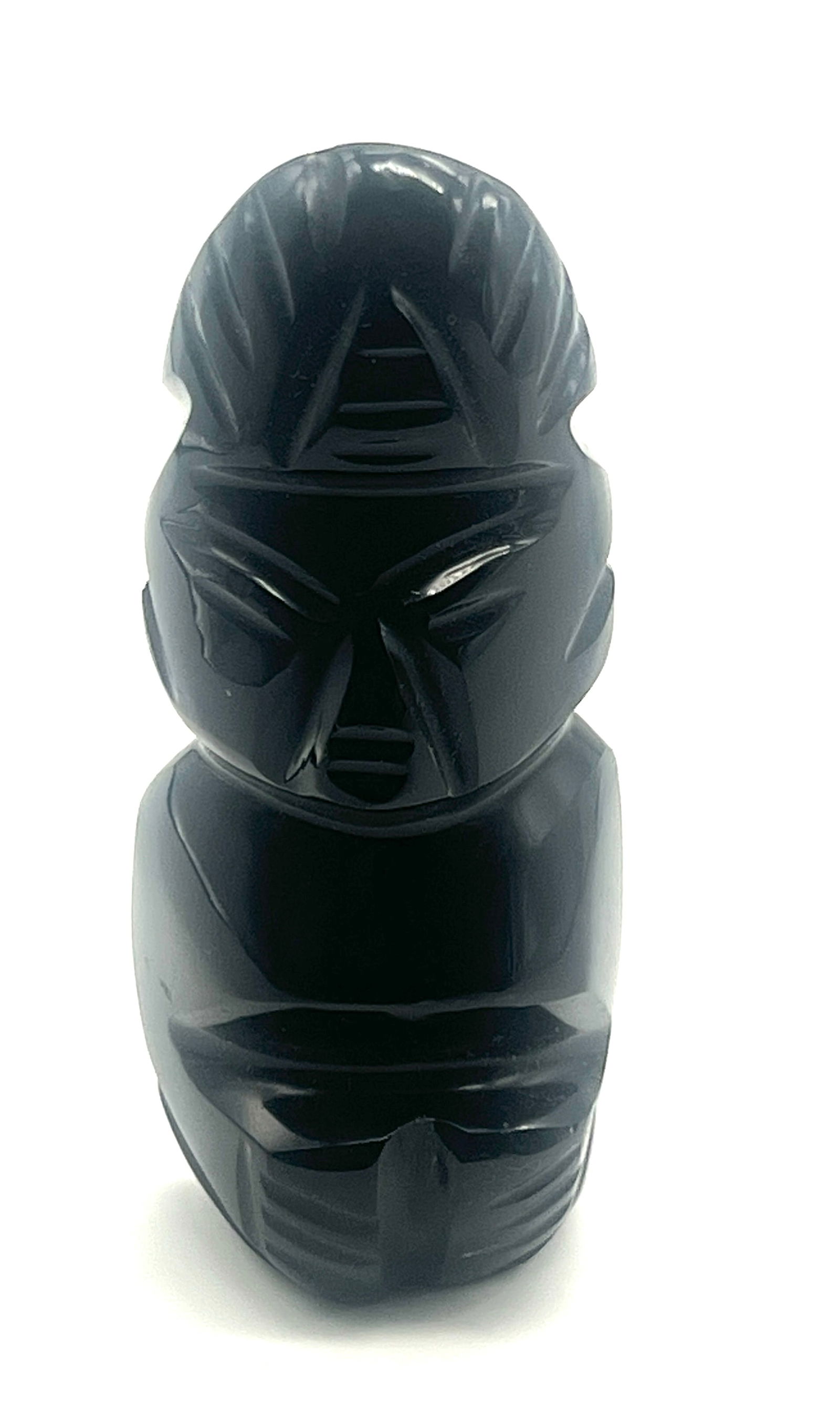 Hand-Carved Black Obsidian Tribal Figurine; Unique Artisan Sculpture (1 of 5)