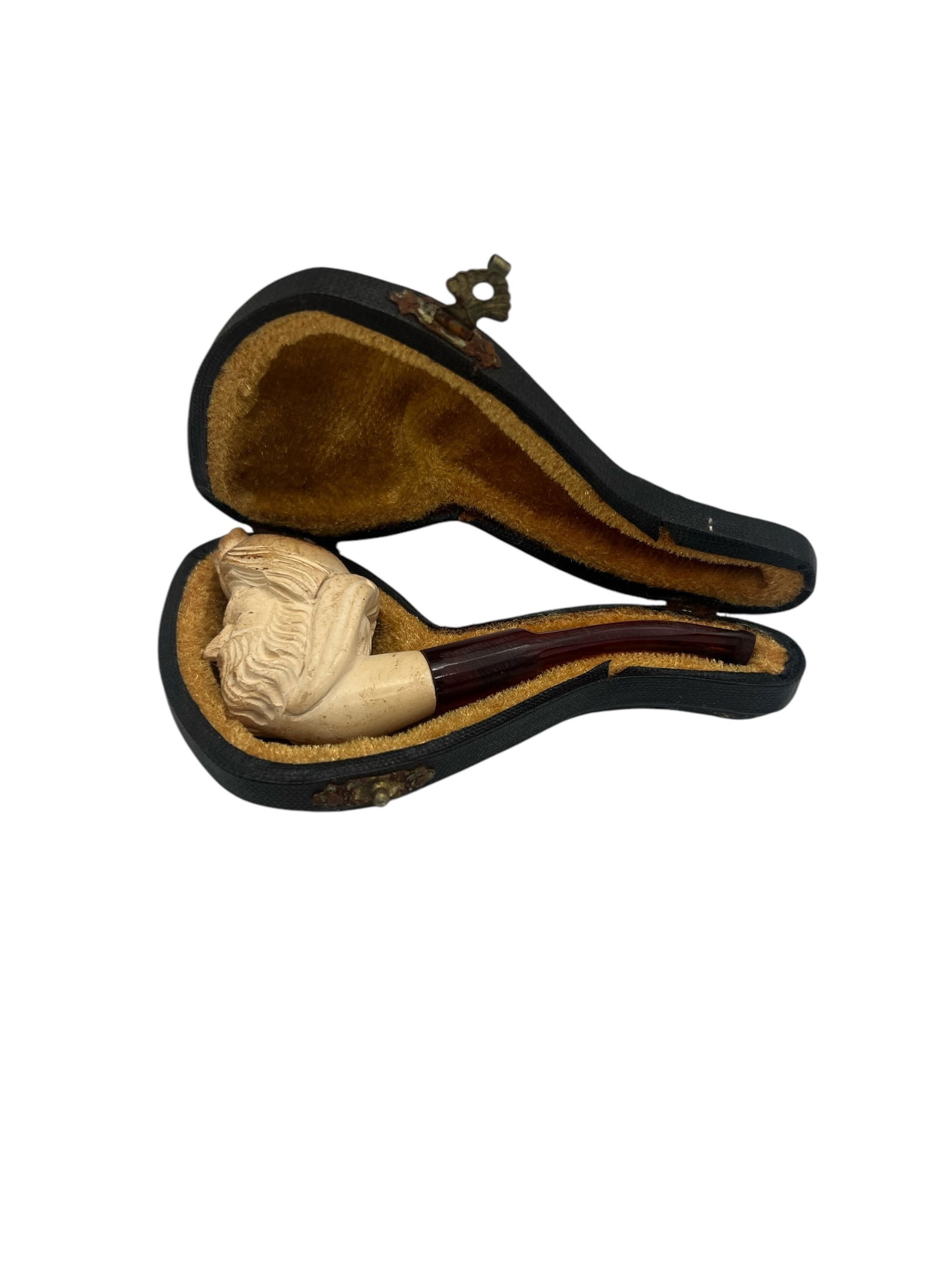 Exquisite Vintage Meerschaum Pipe with Figural Carving & Original Case - Collector's Item (1 of 5)