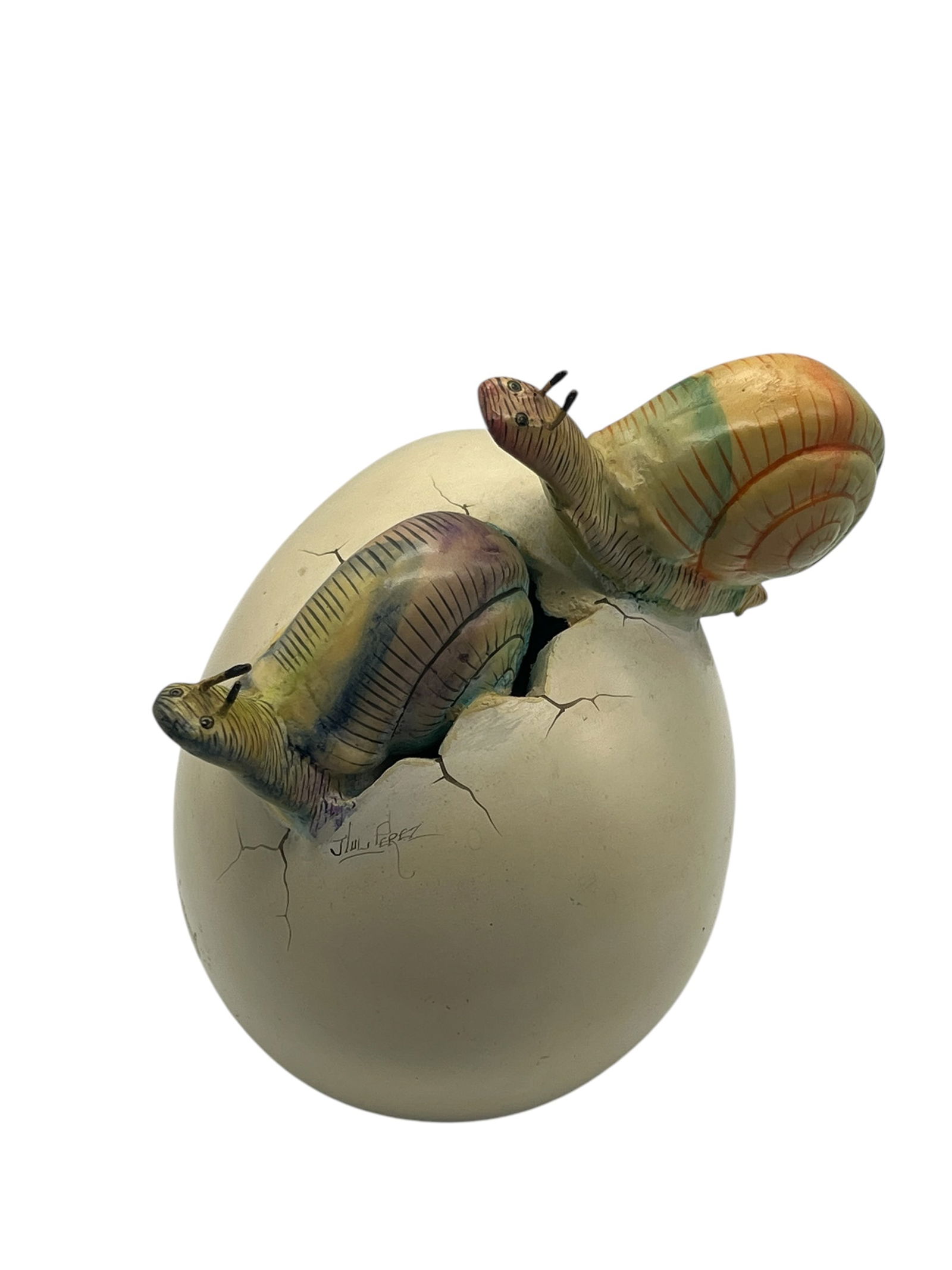 Whimsical Signed Snail Hatching Sculpture by J.M. Lopez (1 of 5)