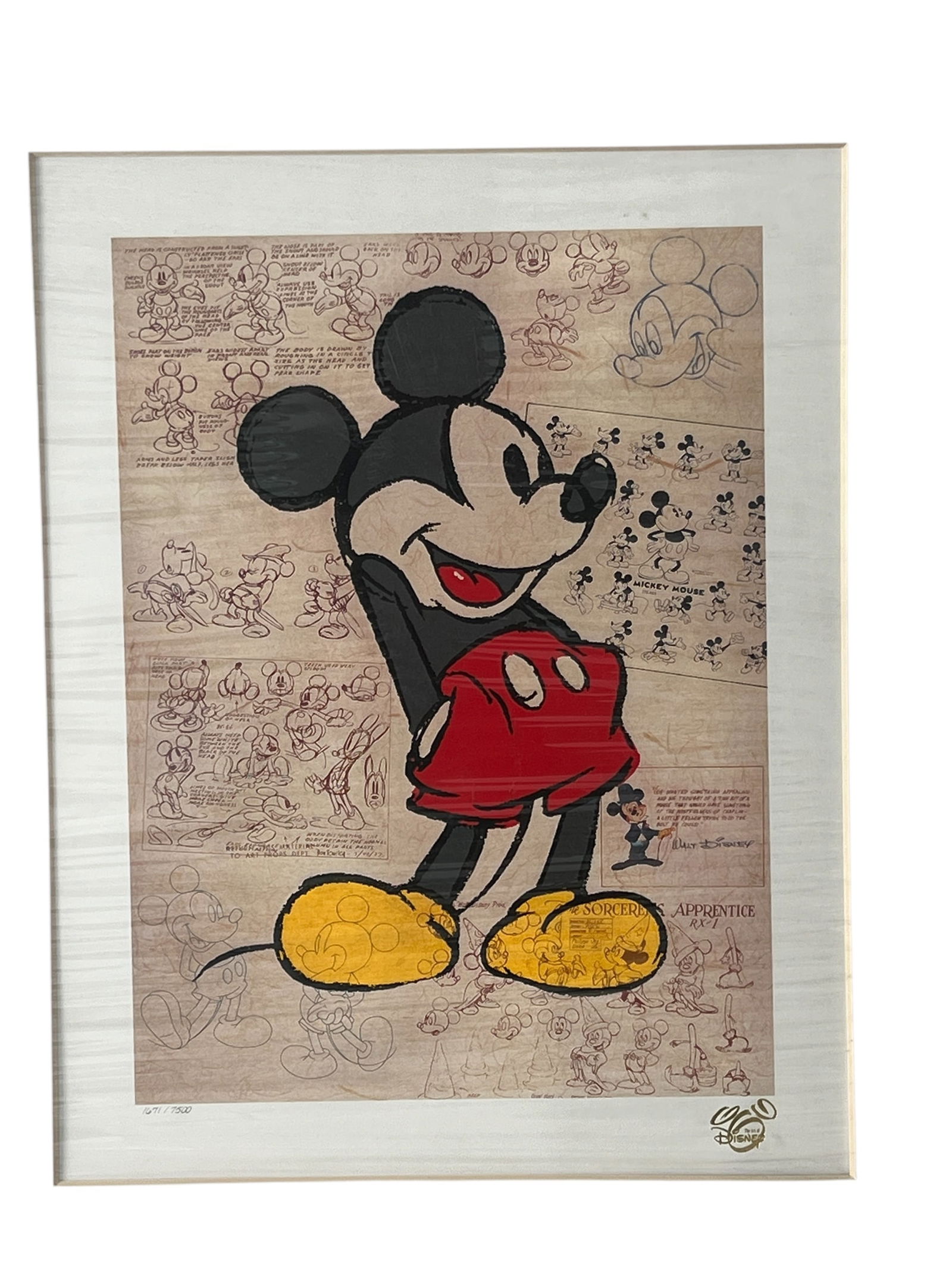 Vintage Mickey Mouse Framed Artwork; Classic Disney Animation Sketches number 1671 of 7500 (1 of 4)