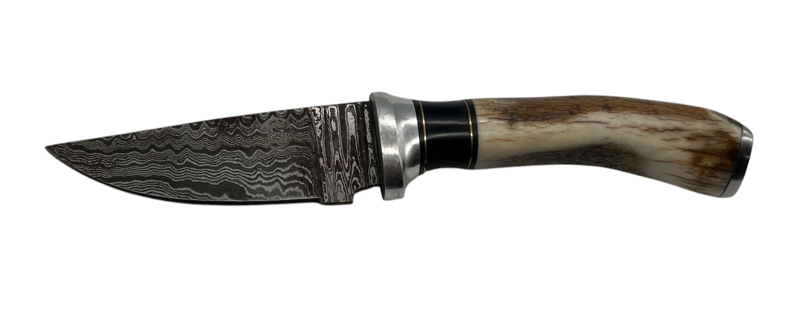 Custom Damascus Steel Hunting Knife with Stag Antler Handle (1 of 3)