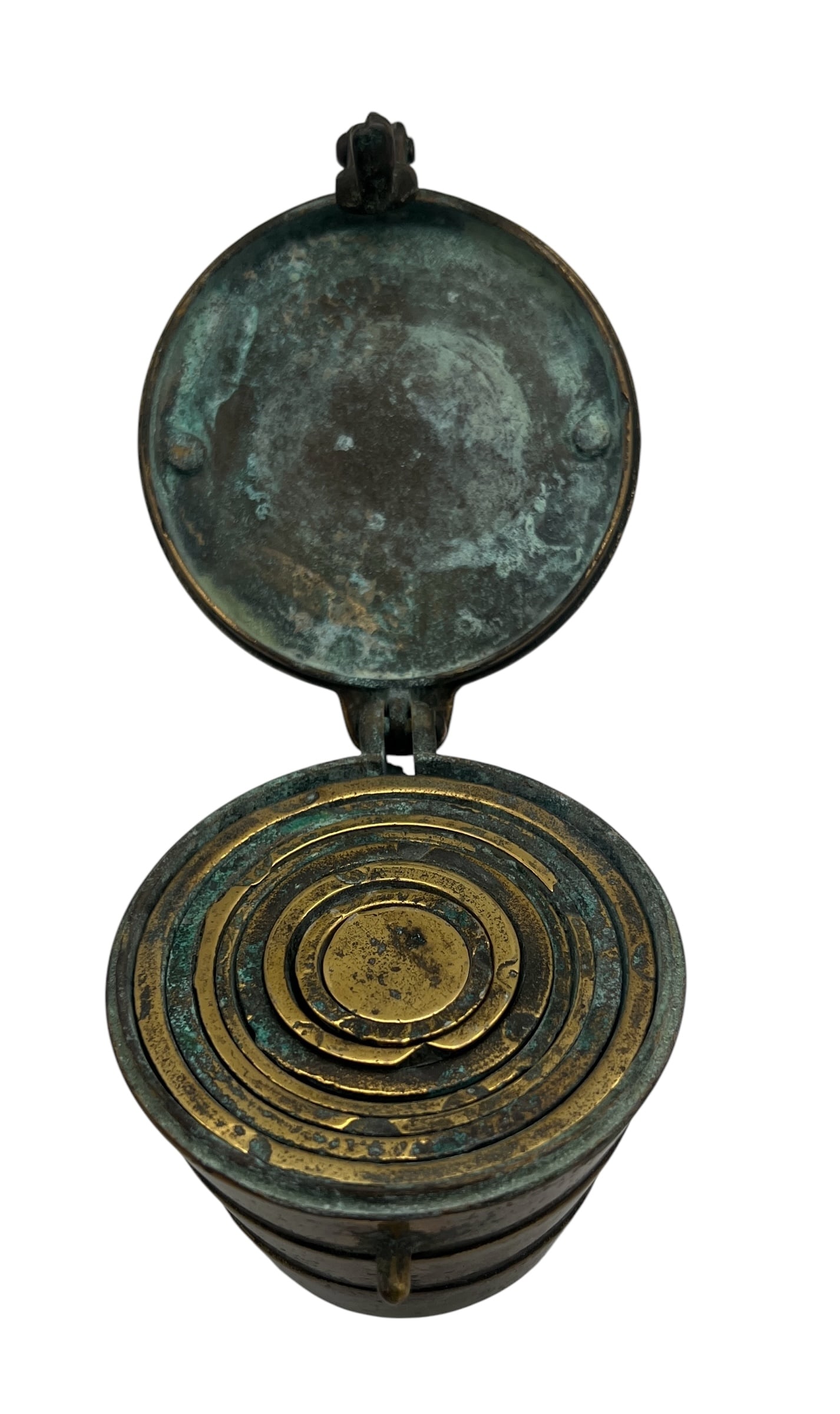 Antique German Brass Apothecary Cup Weights in Hinged Case (1 of 4)