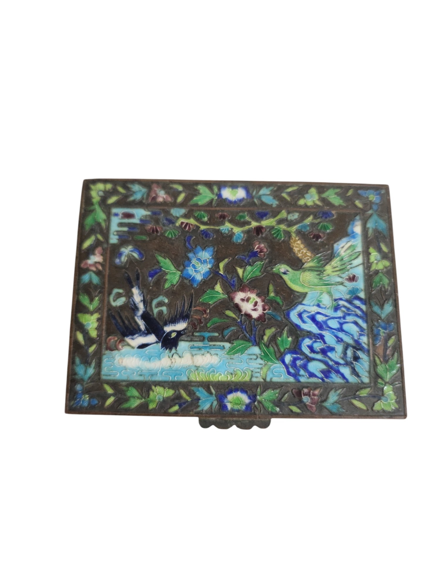 Chinese silver and enamel box: Chinese silver and enamel box
