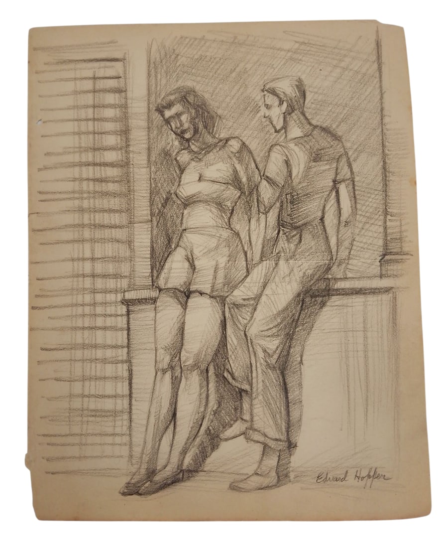 Rare find Edward Hopper Pencell Sketch: Rare Estate Edward Hopper Sketch Piece is 7 by 8 inches on old paper unframed Very rare estate find. Edward Hopper's sketches have sold at auction for a wide range of prices, with notable pieces reach