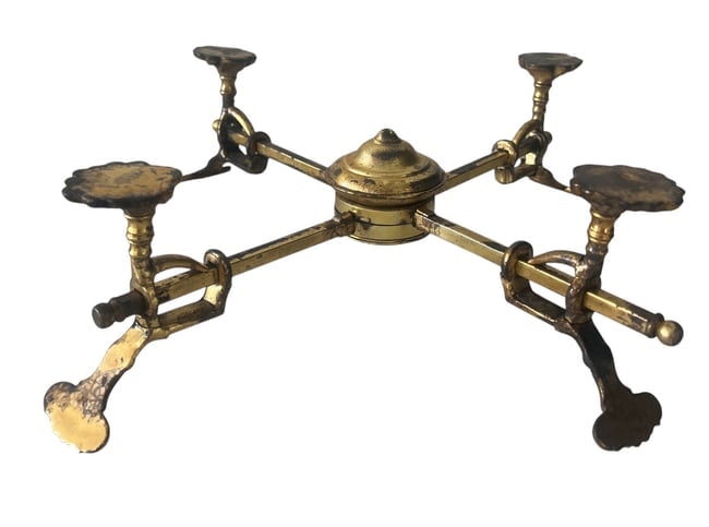 Antique Solid Brass Vase Stand with Adjustable Folding Bass-Footed Feet â€“ A Rare Find (1 of 6)