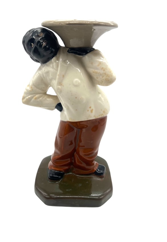Vintage Ceramic Figural Candlestick, "Porter" or "Bellhop" Design, Collectible Novelty Item (1 of 5)