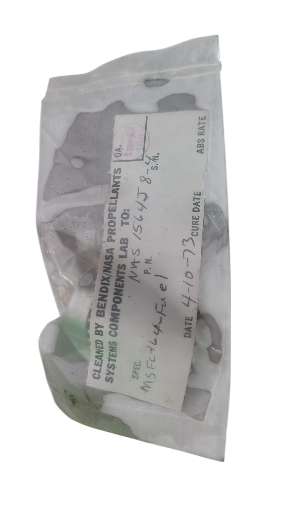 Small Bag with Bolt Cleaned by Bendix: Don't miss this rare opportunity to acquire a mysterious collectable of authentic NASA items, sourced directly from the estate of Charles Bell. Each item in this exclusive lot is guaranteed genuine an