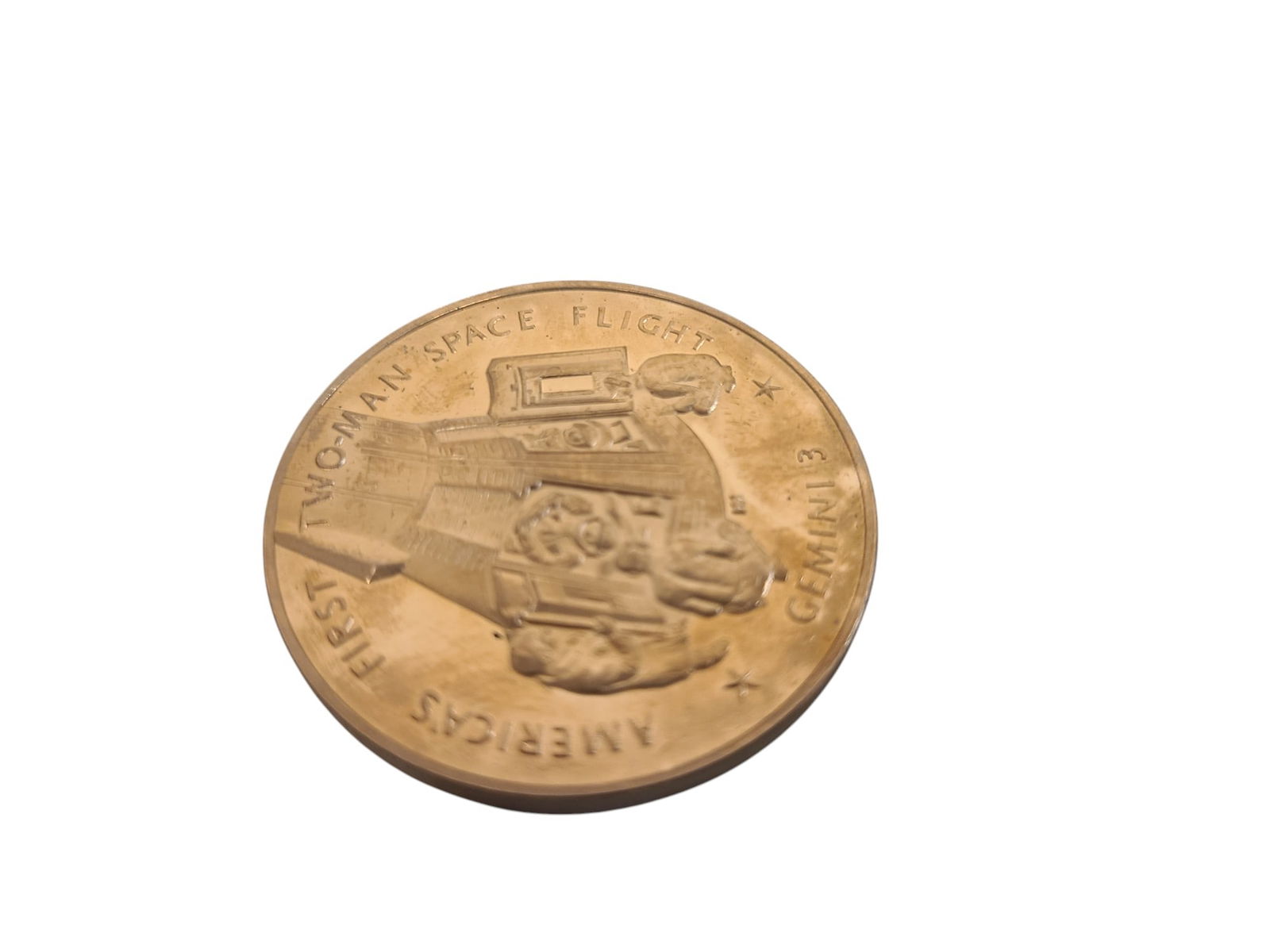 Americas First 2 Man Space Flight Gemini 3 Bronze Coin (1 of 2)