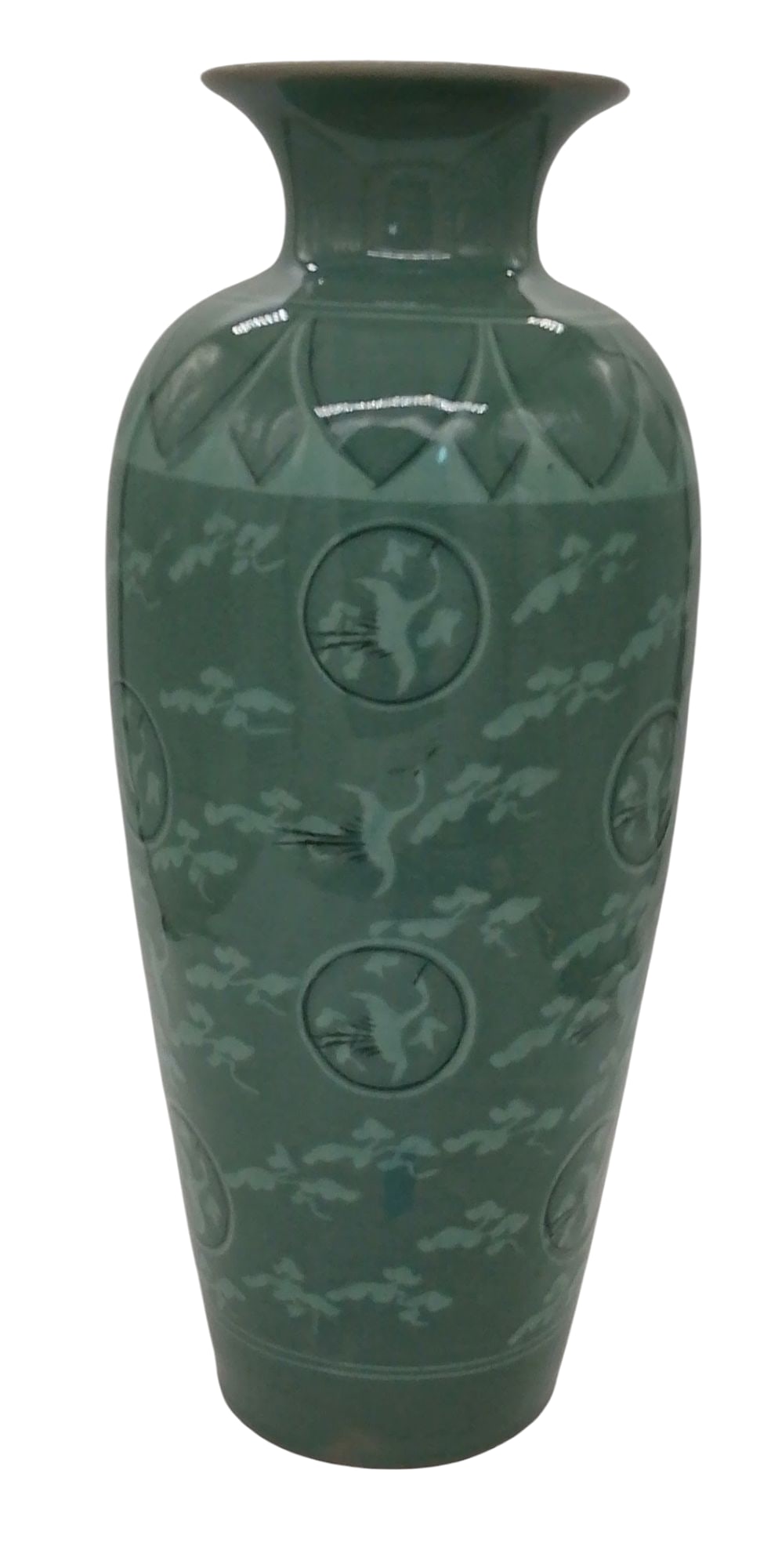 Green Crane Korean Celadon Vase (1 of 3)