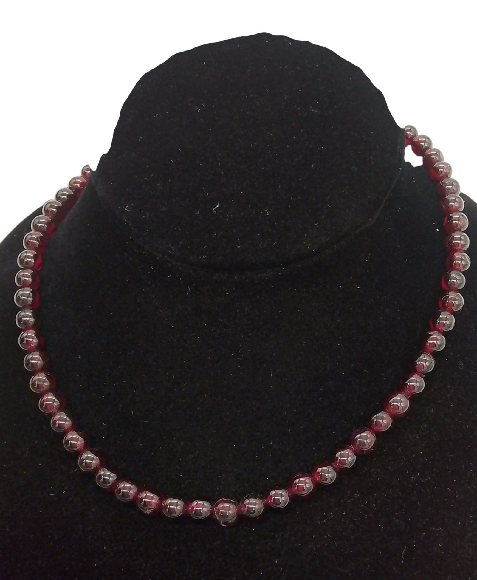 Red Stone Bead Necklace, 14kt gold clasp: Red Stone Bead Necklace, 14kt gold clasp
