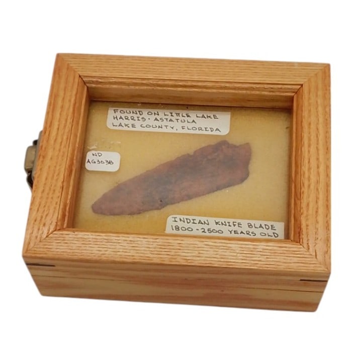 Indian Knife Blade from 2,000 Years Ago: Indian Knife Blade from 2,000 Years Ago.APPROX. Case 6w X 5l X 2h