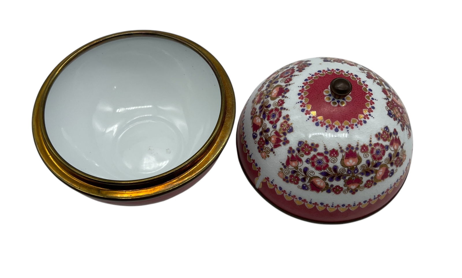 Vintage Austrian Enamel Pill Box with Floral and Heart Motifs (1 of 2)