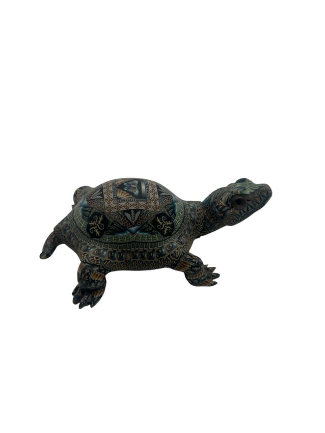 Intricately Detailed Polymer Clay Turtle Sculpture with Unique Patterns (1 of 3)