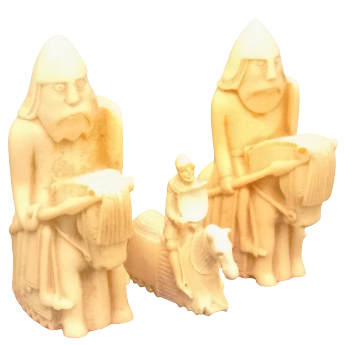 3 Knight Chess Pieces, 2 Lewis Chessmen Knights & 1 Ivory Chessman Knight (1 of 11)