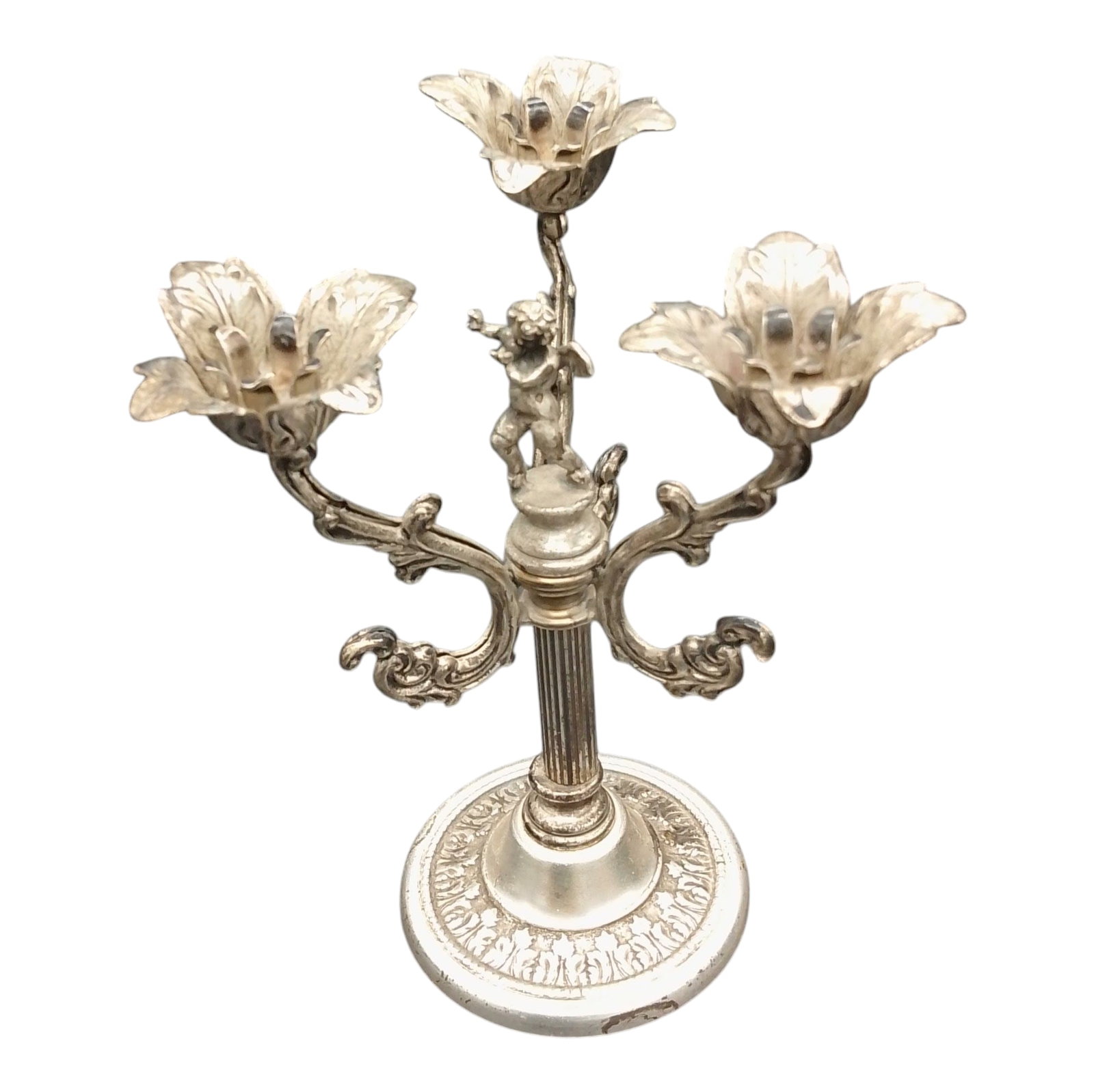 Antique Sterling Silver Three Pronged Candelabra: Antique Sterling Silver Three Pronged Candelabra Approx. 4 1/2in. Tall