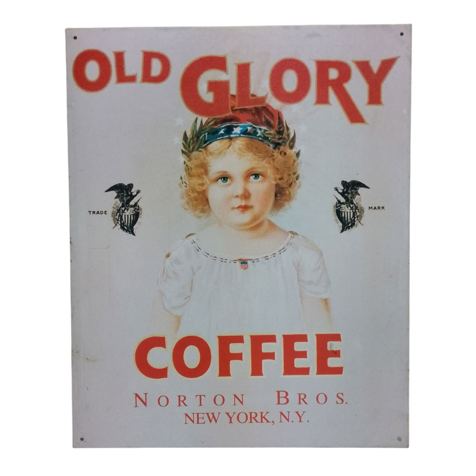 Vintage Norton Bros. Old Glory Coffee Advertising Metal Sign (1 of 2)