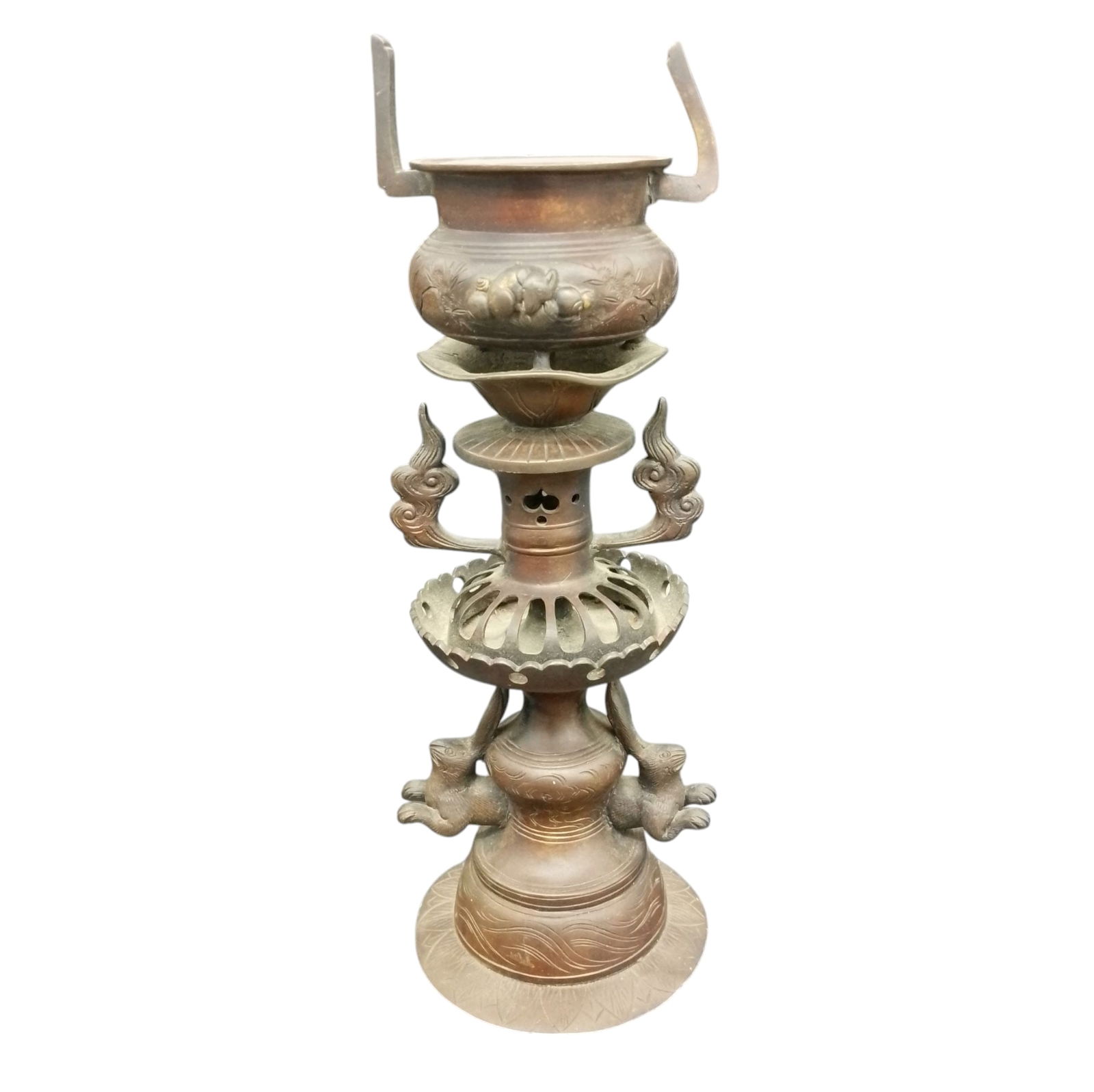 Vintage Copper Temple Candlestick: Vintage Copper Temple Candlestick Approx. 9 3/4in. Tall
