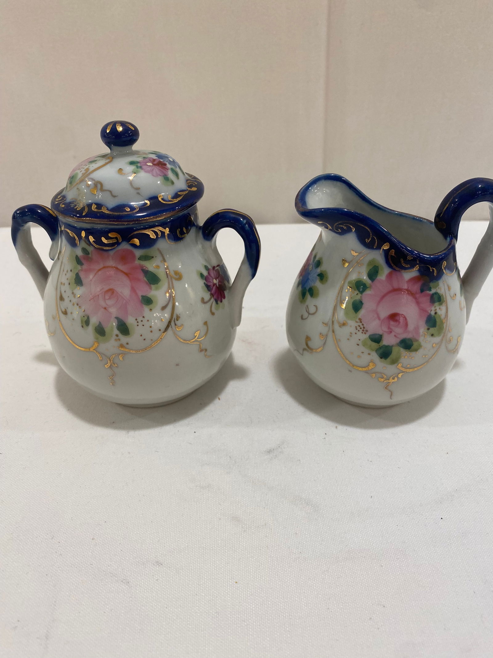 Nippon: Vintage Nippon Cream and Sugar each are approx 3"x4"x2"